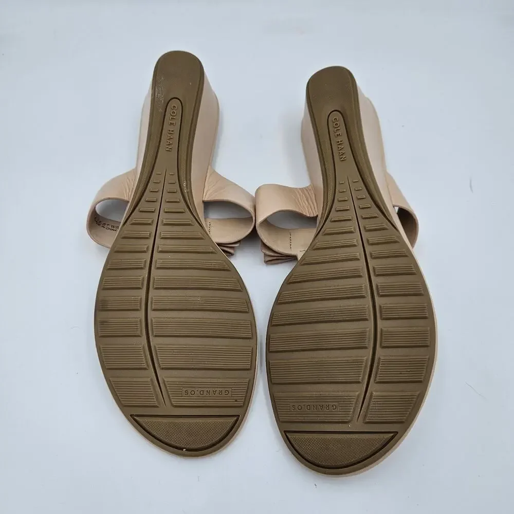 Cole Haan Tali Leather Bow Thong Sandals Beige Flip‎ Flop Summer Slide 10.5